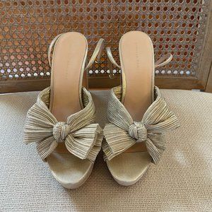 Loeffler Randall Gold Platform Natalia Bow Heel - Size 9.5